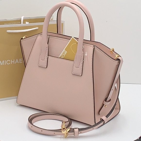 Michael Kors Avril Small Leather Top-Zip Satchel Powder Blush color - Picture 4 of 16